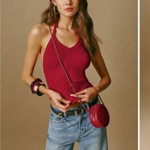 Reformation Delia Ribbed Halter Top - NWT